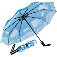 Newdora Paraguas Plegable Automático Impermeable 10 Armazones de Metal Compacto Resistencia contra Viento para Viaje…
